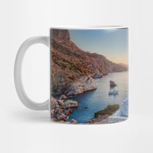 The sunrise from the famous Agia Anna in Amorgos island, Greece Mug